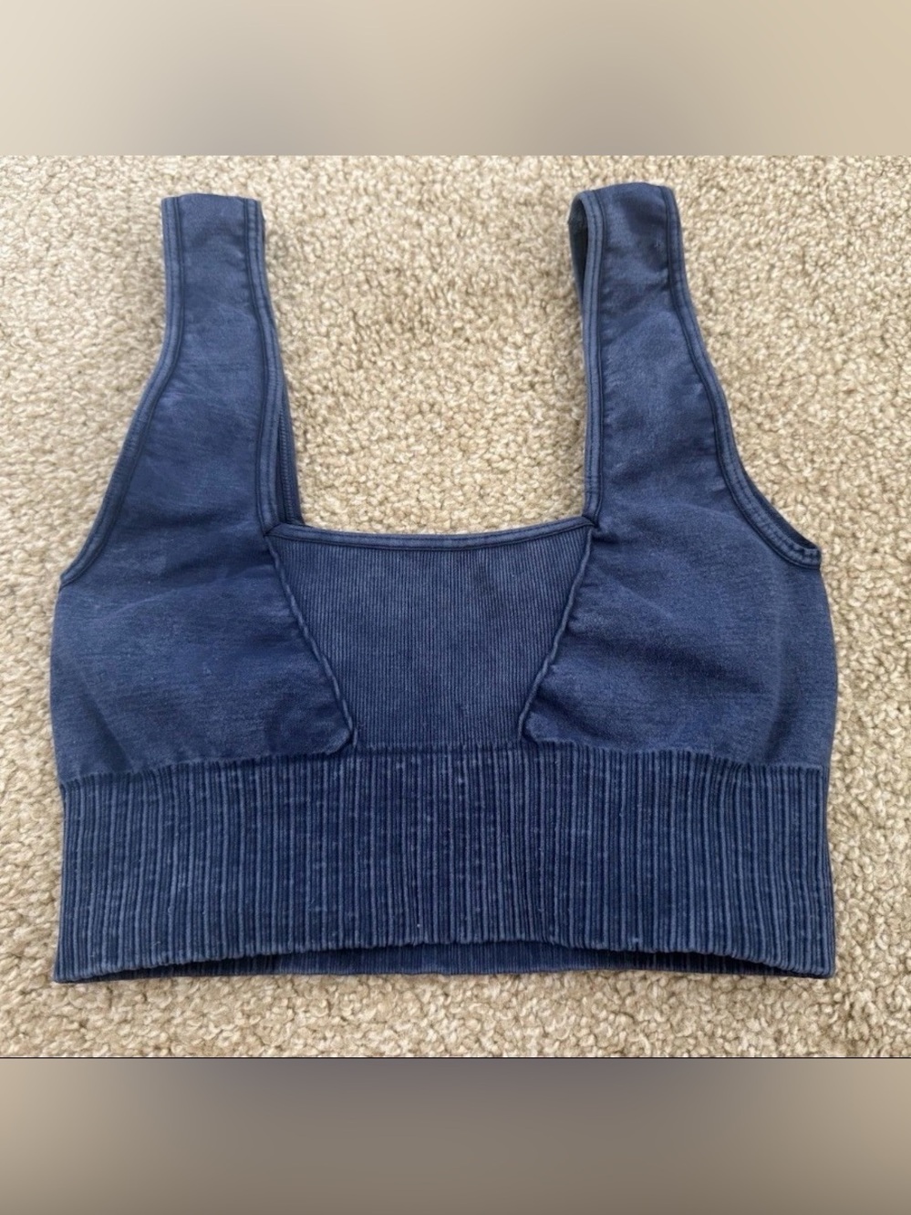 Free People Movement Good Karma Square Neck Sports Bra Size XS/S Blue Wash